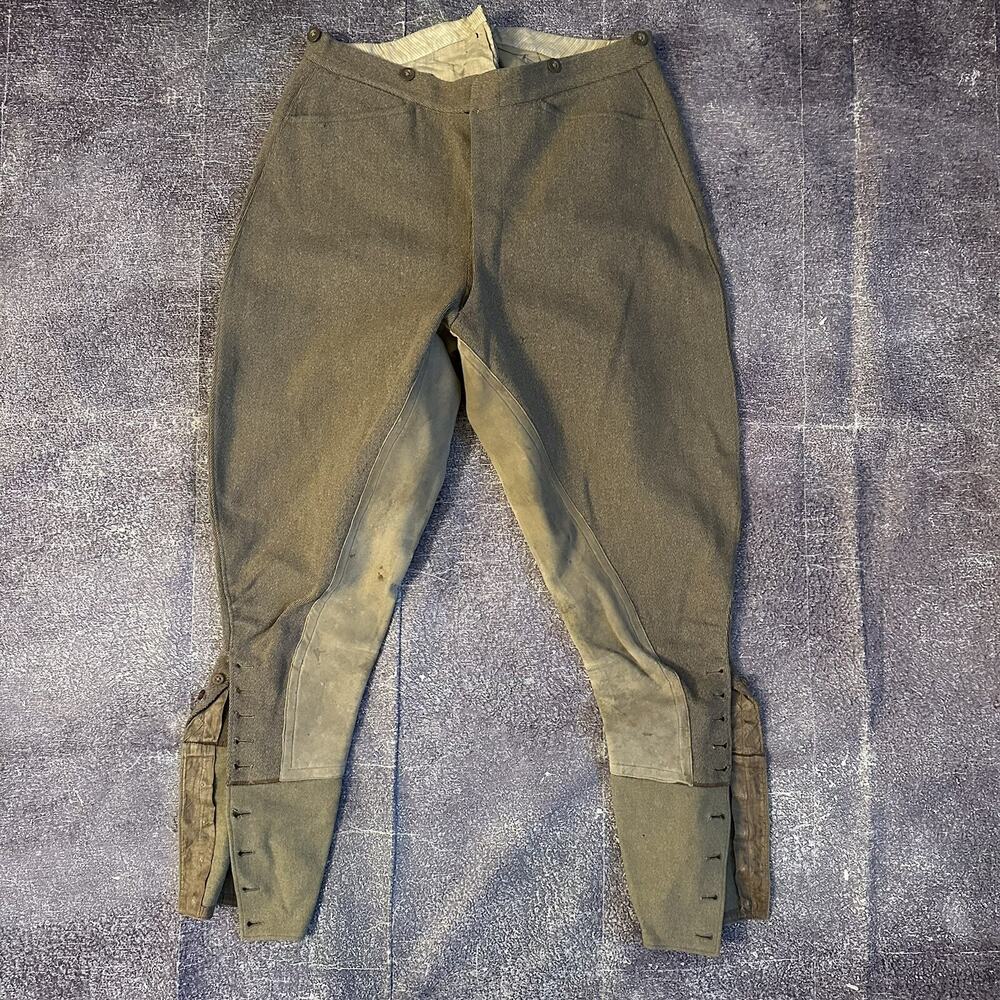 Men's Vintage 1910's Wool Buckle Back Jodhpurs Lined Horse Riding Twil Pants 32